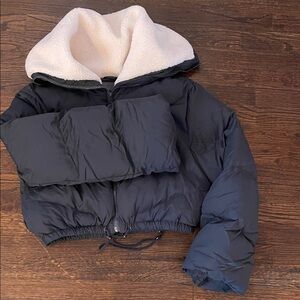 Blank NYC Black Jacket with Cream Fleece Lining